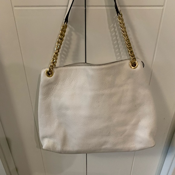 Michael Kors white and gold chain leather purse - Picture 2 of 7